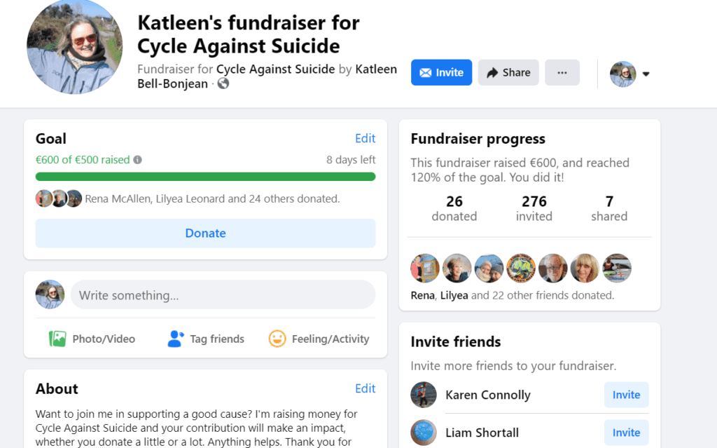 Facebook Fundraiser cycleagainstsuicide