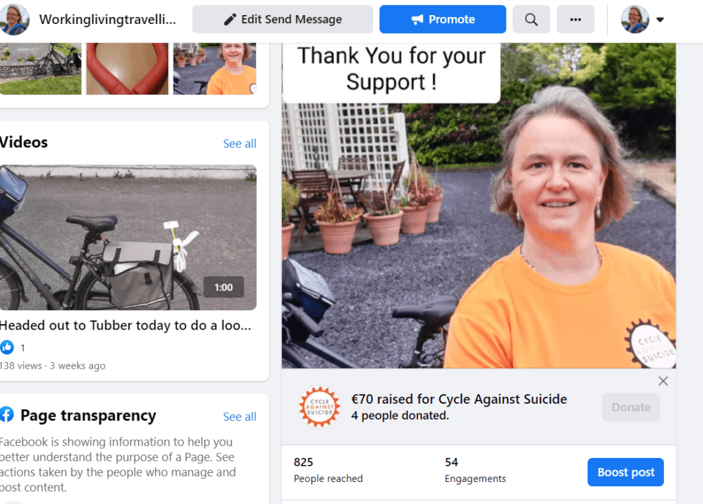 Facebook page Fundraiser Cycle Against Suicide