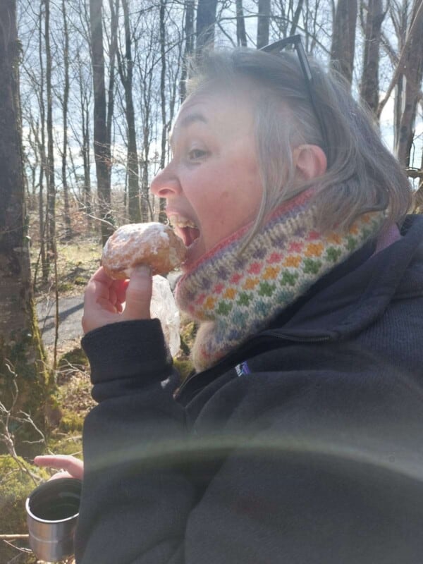 Kaleen eating a doughnut at Attyslany